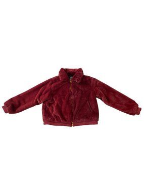 Say What Red Faux Fur Jacket Ribbed Cuffs & Zip Closure XL